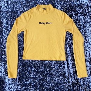 Yellow baby girl long sleeve crop top